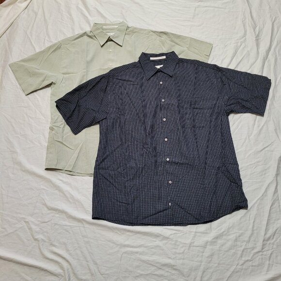 Perry Ellis Button up Shirt Plaid & Gingham Set of 2 Short Sleeves Collar Pocket - Picture 7 of 11